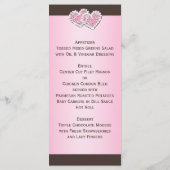Carte de menu Coeur rose, Brown Floral (Dos)