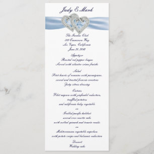 Carte de menu Coeurs bleus sur glace personnalisée