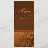 Carte de menu Copper et Mariage damassé Brown (Devant)