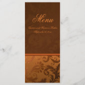 Carte de menu Copper et Mariage damassé Brown (Devant)