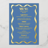 Carte de menu Coquette Bow Retro Mariage Real Foil (Recto)