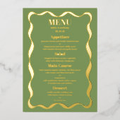 Carte de menu Coquette Bow Retro Mariage Real Foil (Recto)