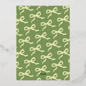 Carte de menu Coquette Bow Retro Mariage Real Foil (Verso)