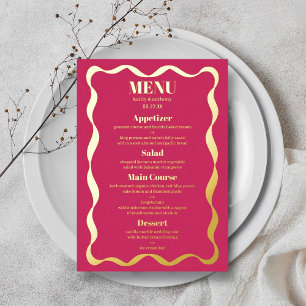 Carte de menu Coquette Bow Retro Mariage Real Foil