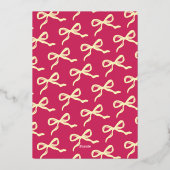 Carte de menu Coquette Bow Retro Mariage Real Foil (Verso)