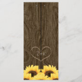 CARTE DE MENU CORAL RUSTIC SUNFLOWER (Dos)