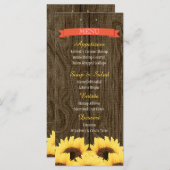 CARTE DE MENU CORAL RUSTIC SUNFLOWER (Devant / Derrière)