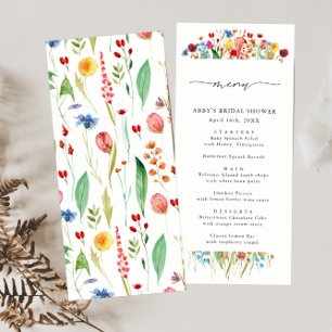 Carte de menu Couleur d'eau Fleur sauvage Fraction