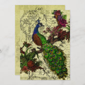 Carte de menu Customisée Peacock vintage (Devant / Derrière)