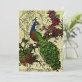 Carte de menu Customisée Peacock vintage (Debout devant)