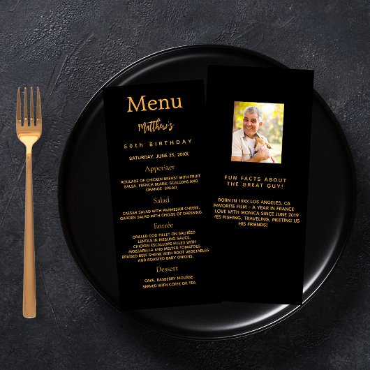 Carte de menu d'anniversaire