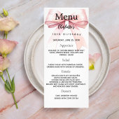 Carte de menu d'anniversaire de l'arc rose