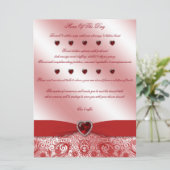 Carte de menu d'anniversaire de mariage Rubis 40 a (Debout devant)