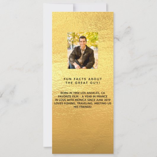 Carte de menu d'anniversaire Gold (Dos)