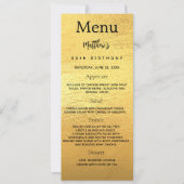 Carte de menu d'anniversaire Gold (Devant)