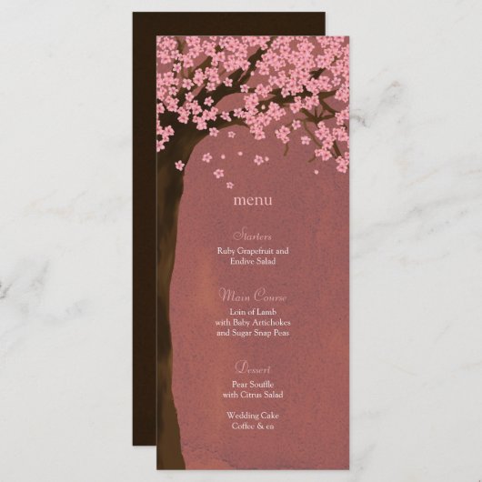 Carte de menu d'aquarelle Cherry Blossom Sakura (D (Devant / Derrière)