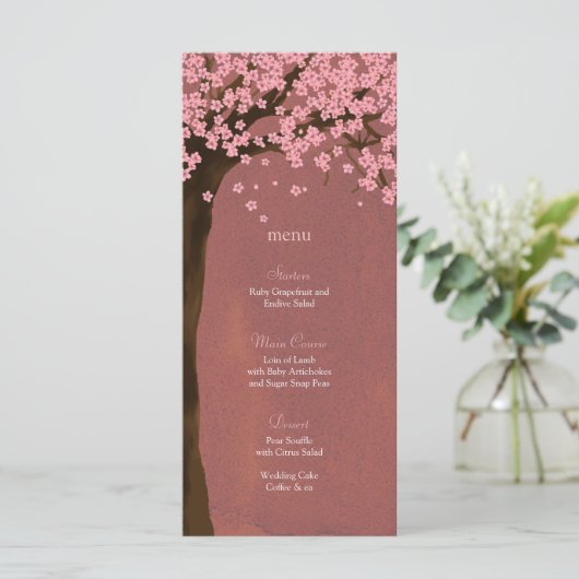 Carte de menu d'aquarelle Cherry Blossom Sakura (D (Debout devant)