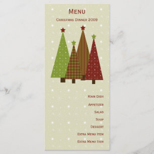 Carte de menu d'arbres de Noël de calicot