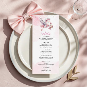 Carte de menu de Baby Shower Fille Rose & Cute Cig
