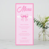 Carte de menu de Baby Shower Fille Ruban Gingham R (Debout devant)