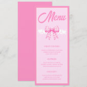 Carte de menu de Baby Shower Fille Ruban Gingham R (Devant / Derrière)