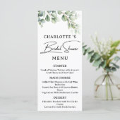 Carte de menu de Baby Shower Rustique Eucalyptus (Debout devant)