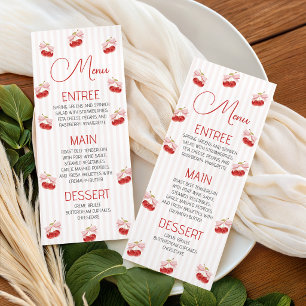Carte de menu de Baby Shower Vintage Cerise
