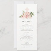 Carte de menu de baptême à croix florale de pivoin (Devant)
