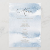 Carte de menu de baptême garçon aquarelle bleue (Devant)