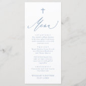 Carte de menu de baptême garçon Bleu Poussiéreux e (Devant)