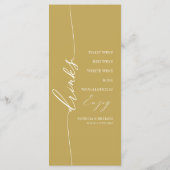 Carte de menu de boisson de mariage en or élégant (Dos)