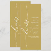 Carte de menu de boisson de mariage en or élégant (Devant / Derrière)