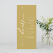 Carte de menu de boisson de mariage en or élégant (Debout devant)
