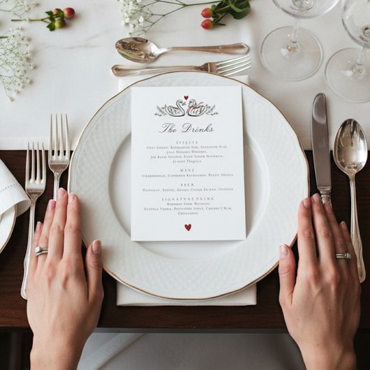 Carte de Menu de Boissons de Mariage de Paire de C