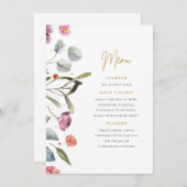 Carte de menu de botte de Wellington florale (Devant / Derrière)