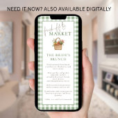 Carte de menu de brunch de marché Gingham pour mar