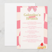 Carte de menu de brunch Galentine's rose rétro (Devant / Derrière)