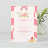 Carte de menu de brunch Galentine's rose rétro (Debout devant)