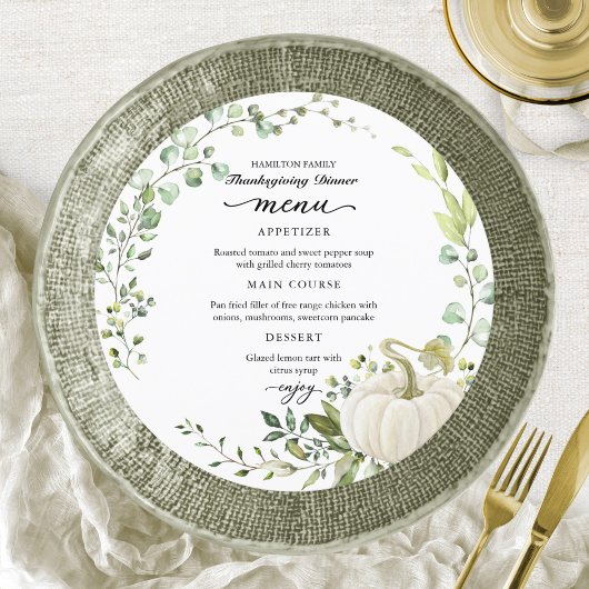 Carte de Menu de Cercle de Dîner de Thanksgiving a