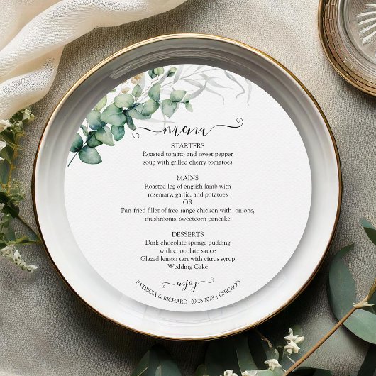 Carte de Menu de Cercle de Mariage à la Végétation