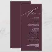 Carte de menu de cérémonie de mariage de script mo (Devant / Derrière)