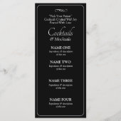 Carte de menu de cocktails - Noir Blanc Infini (Devant)