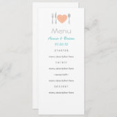 Carte de menu de coeur (Devant / Derrière)