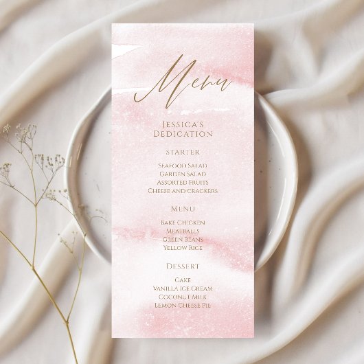 Carte de menu de dédicace de bébé à l'aquarelle ro