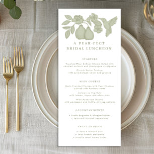 Carte de menu de déjeuner de mariage 'Poire Parfai