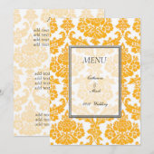 carte de menu de dîner, damassé (Devant / Derrière)