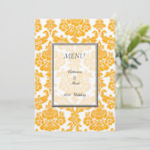 carte de menu de dîner, damassé (Debout devant)