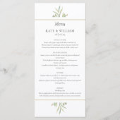 Carte de menu de dîner de mariage à la gouache Euc (Devant)