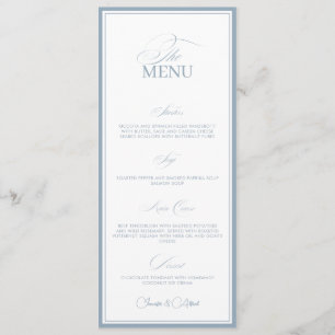 Carte de menu de dîner de mariage argenté Old Mone