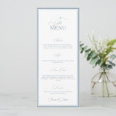 Carte de menu de dîner de mariage argenté Old Mone (Debout devant)